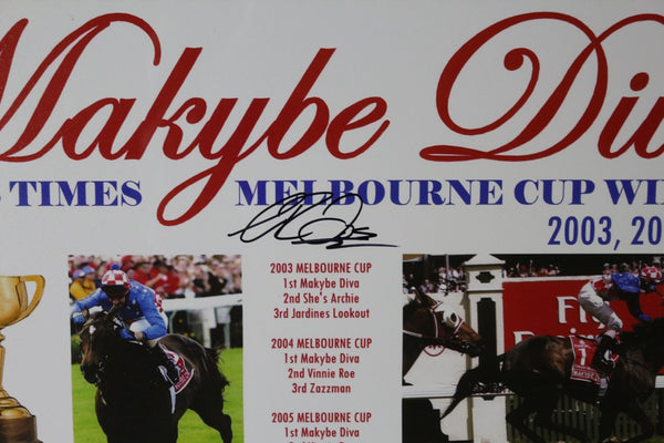 HORSE RACING-Makybe Diva Framed/Signed by Glen Boss