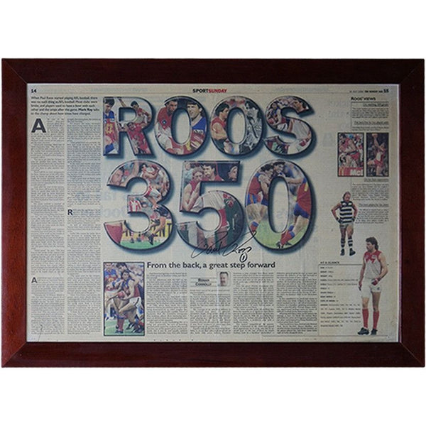 FITZROY-Paul Roos 350 Newpaper article Framed