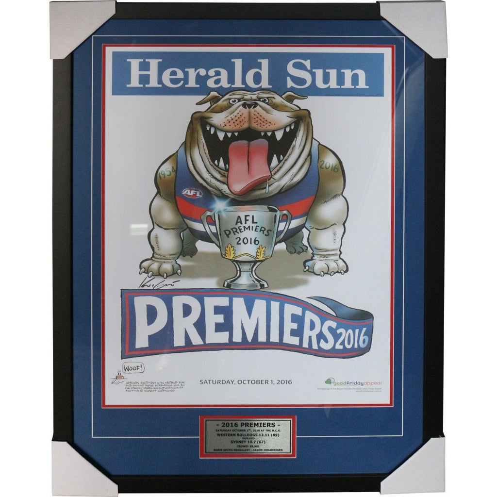 WESTERN BULLDOGS-2016 Premiers WEG Poster - Framed