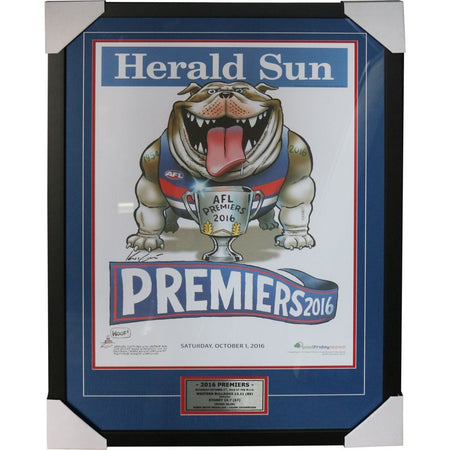 WESTERN BULLDOGS-2016 Premiers Facsimile Sportsprint Framed-"DogNation"