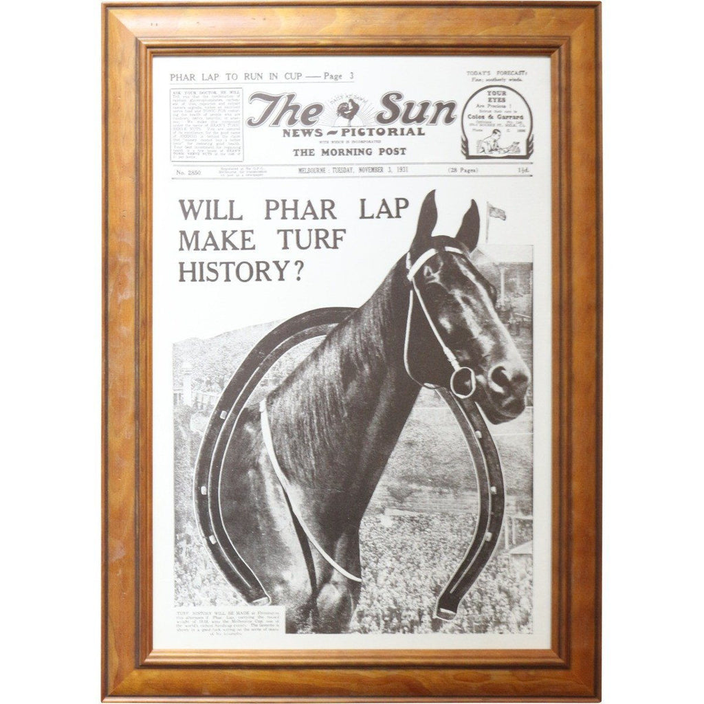 HORSE RACING-PHAR LAP-Will Par Lap Make Turf History? - The Sun Poster - Timber Frame