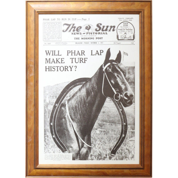 HORSE RACING-PHAR LAP-Will Par Lap Make Turf History? - The Sun Poster - Timber Frame