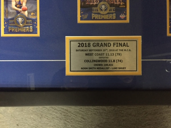 West Coast Eagles 2018 Premiers Tribute Frame with Herald Sun Poster & Player Cards