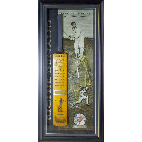 CRICKET-Richie Benaud Signed "Simply Marvellous"Cricket Bat