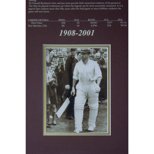 BRADMAN Signed Photo with Mini Bat