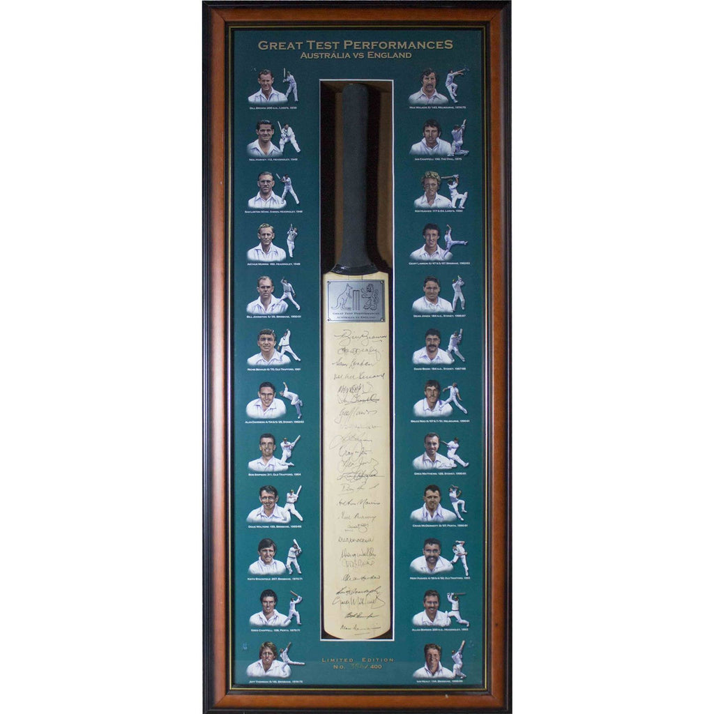 CRICKET-Great Test Performances Bat- Australia V England- 24 Signatures by Australian Players