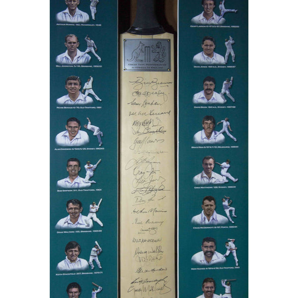 CRICKET-Great Test Performances Bat- Australia V England- 24 Signatures by Australian Players