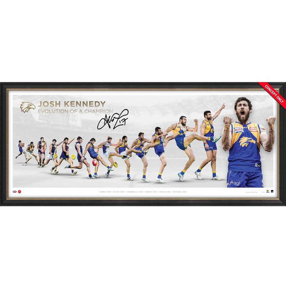 WEST COAST EAGLES-JOSH KENNEDY SIGNED CAREER RETROSPECTIVE LITHOGRAPH