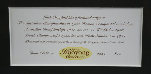 TENNIS-"Kooyong Collection" - Jack Crawford Framed Photograph
