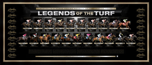 HORSE RACING-LEGENDS OF THE TURF SIGNED LITHOGRAPH FRAME