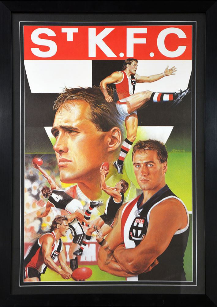 ST KILDA-Tony Lockett SIGNED St Kilda & Brian Clinton Print/Framed