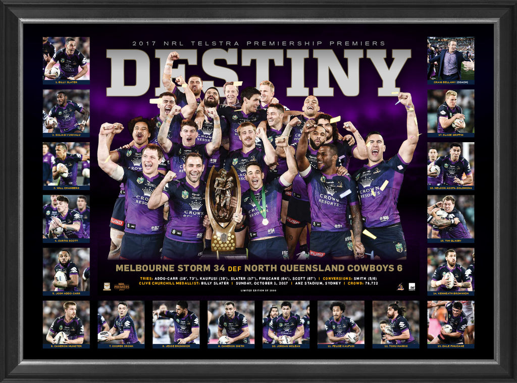 NRL-MELBOURNE STORM 2017 NRL PREMIERS 'DESTINY' FRAMED