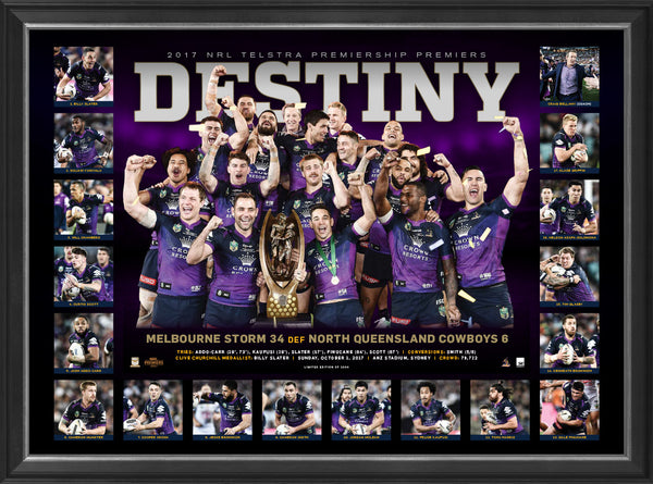 NRL-MELBOURNE STORM 2017 NRL PREMIERS 'DESTINY' FRAMED