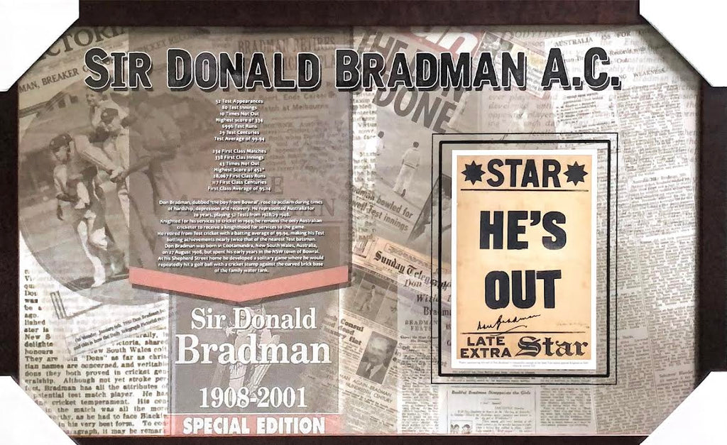 Bradman - Rare Unusual Don Bradman Signed Photos Framed