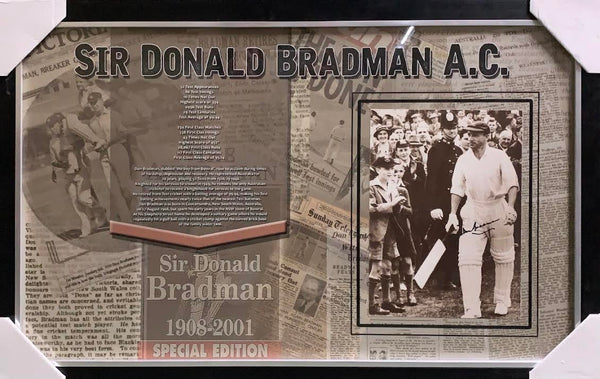 Bradman - Rare Unusual Don Bradman Signed Photos Framed