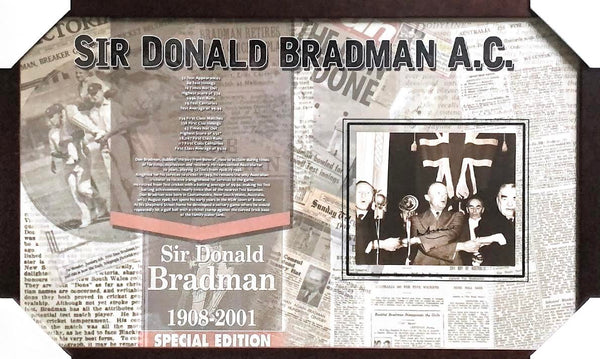 Bradman - Rare Unusual Don Bradman Signed Photos Framed