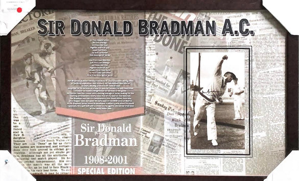 Bradman - Rare Unusual Don Bradman Signed Photos Framed