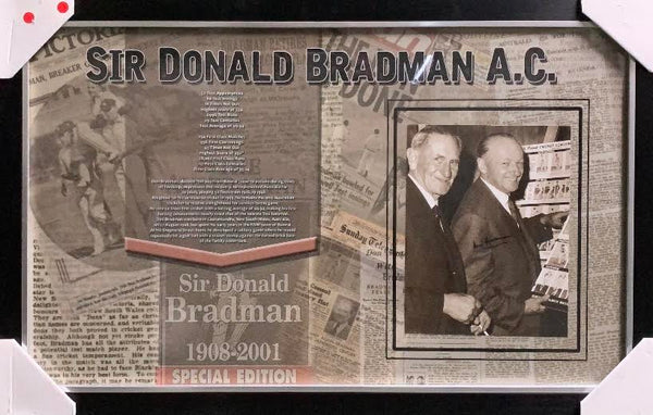 Bradman - Rare Unusual Don Bradman Signed Photos Framed