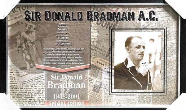 Bradman - Rare Unusual Don Bradman Signed Photos Framed
