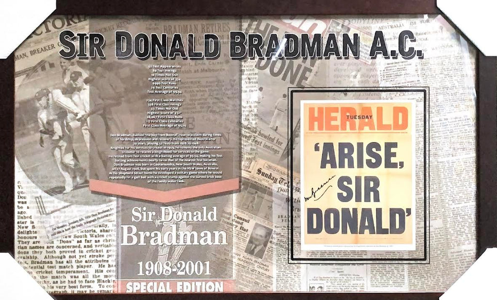 Bradman - Rare Unusual Don Bradman Signed Photos Framed