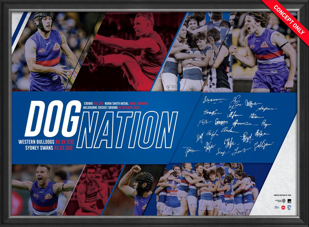 WESTERN BULLDOGS-2016 Premiers Facsimile Sportsprint Framed-