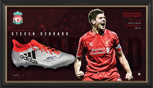 SOCCER-STEVEN GERRARD SIGNED BOOT DISPLAY FRAME