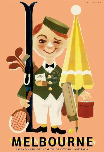 Australian Art - Melbourne 1956 Olympics - Vintage Poster/Framed