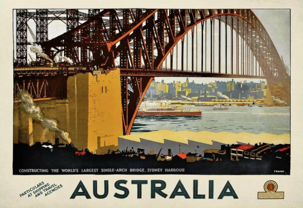 Australian Art -Sydney Harbour Bridge - Vintage Poster/Framed
