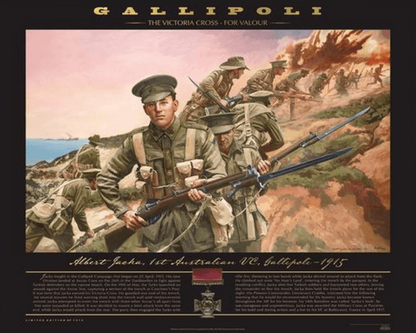 ANZAC-Gallipoli - The Victoria Cross Print/Albert Jacka -First VC Winner- PRINT ONLY