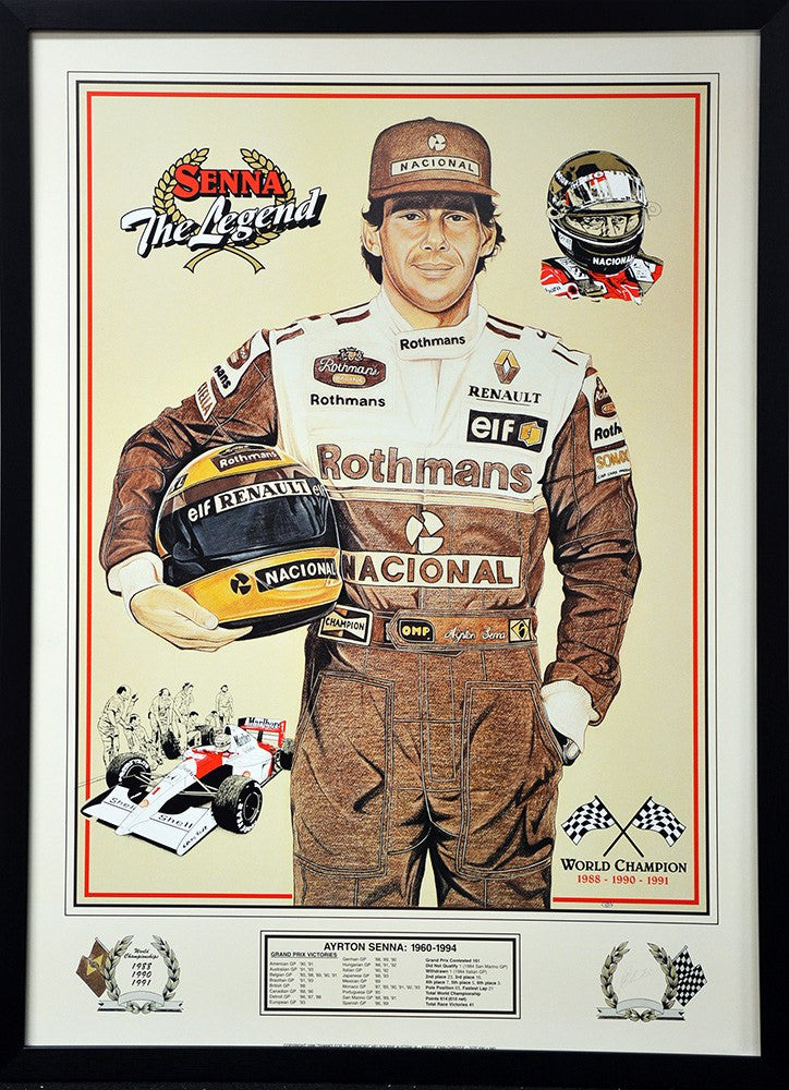 CAR RACING-Ayrton Senna The Legend Print/Framed