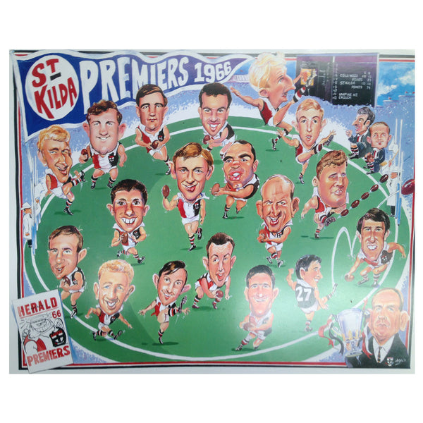 ST KILDA CARICATURE 1966 PREMIERSHIP PRINT