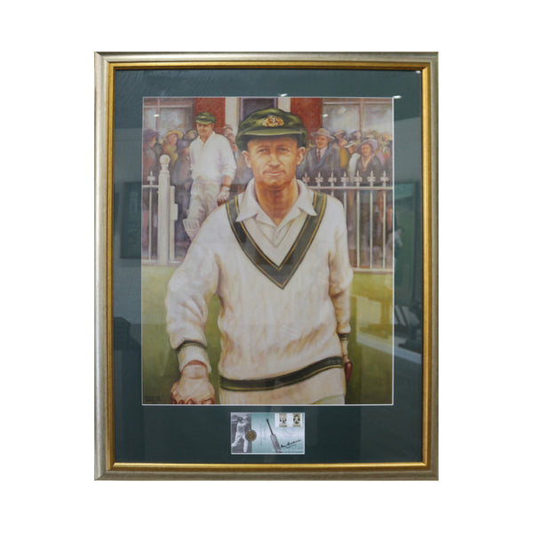 Bradman Walking onto MCG Framed/Signed Envelope by Bradman