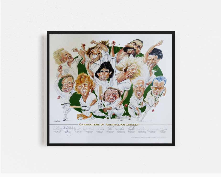 CRICKET-Characters Of Australian Cricket Poster - Signed by 11 Iconic Test Players
