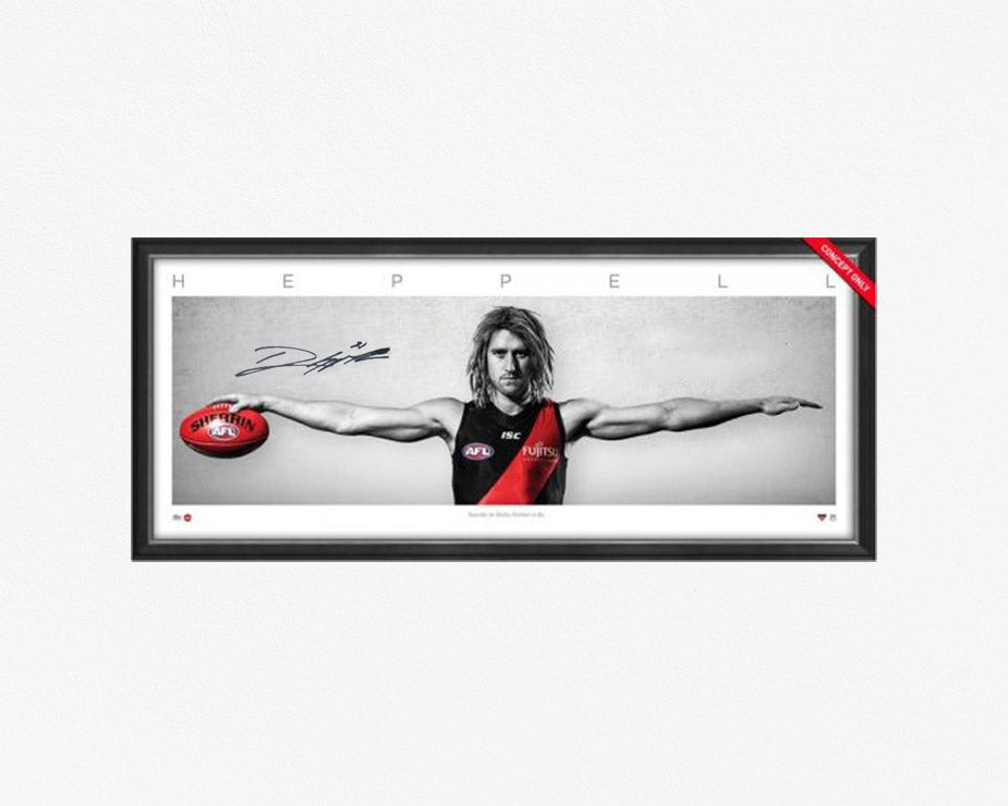 Essendon-Dyson Heppell Signed Large Wings Framed