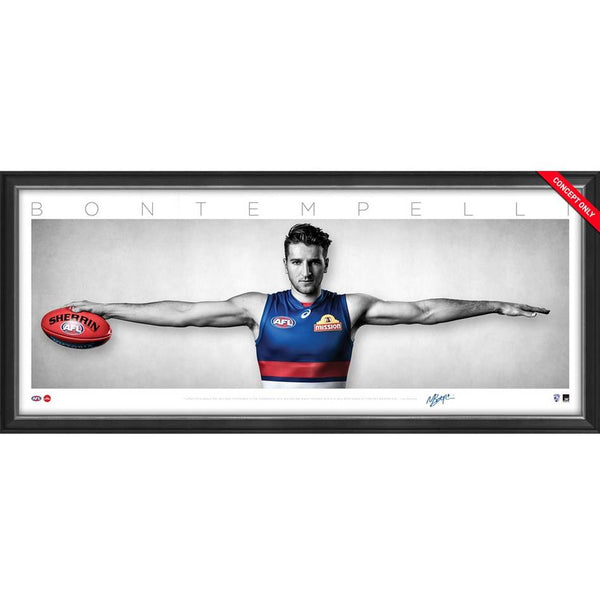 WESTERN BULLDOGS - Marcus Bontempelli Signed Facimile Western Bulldogs Mini Wings Official AFL Print FRAMED