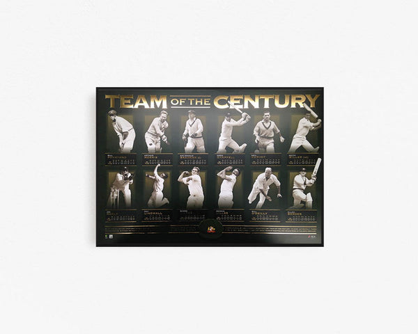 CRICKET-AUSTRALIAN TEST TEAM OF 20th CENTURY PRINT - Framed