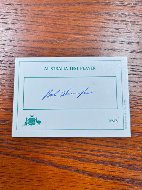 Australian Test Cricket Captain Cards Signed By Bob Simpson