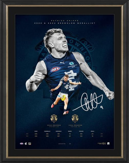 CARLTON-Patrick Cripps 2024 and 2022 Brownlow Lithograph Bundle