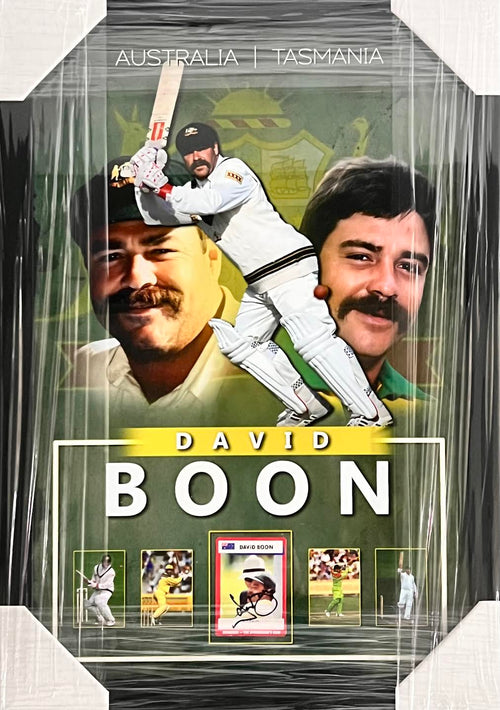 CRICKET-David Boon Signed Card/Image/ Framed