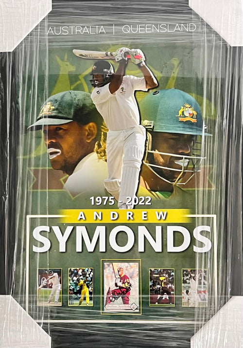 CRICKET- Andrew Symonds Signed Card/ Image/ Framed