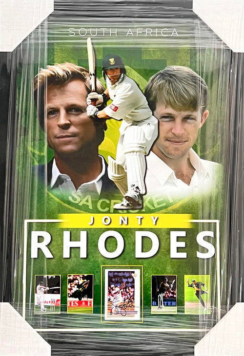 CRICKET-Jonty Rhodes Signed Card/ Image/ Framed