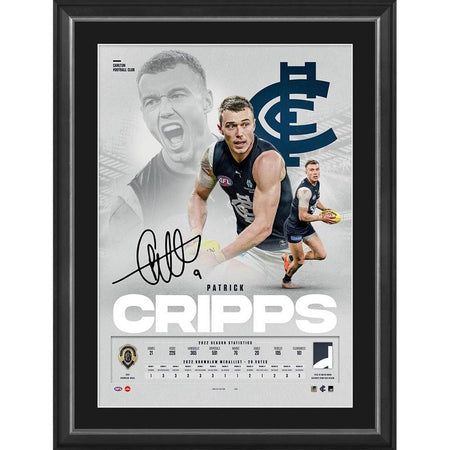 CARLTON-Patrick Cripps 2024 Brownlow Medal Signed Piece of Action Lithograph