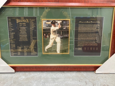 BRADMAN-Walking onto MCG/Signed envelope with coin Framed
