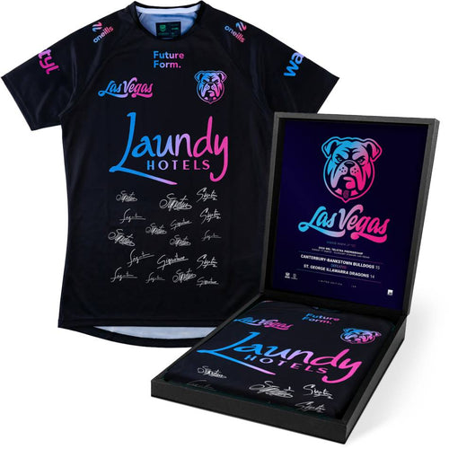 NRL-Canterbury-Bankstown Bulldogs 2026 Team Signed Vegas Warm-Up Tee