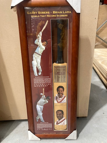 CRICKET-Garry Sobers and Brian Lara Signed hand painted bats with World Test record