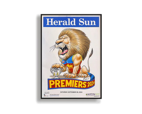 BRISBANE LIONS OFFICIAL HERALD SUN 2024 FRAMED POSTER