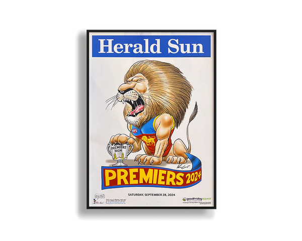 BRISBANE LIONS OFFICIAL HERALD SUN 2024 FRAMED POSTER