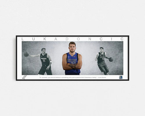 BASKETBALL-LUKA DONCIC PANORAMIC COLLAGE PRINT SIGNED FRAMED WINGS