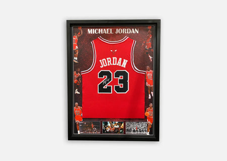 BASKETBALL-LeBron x Michael Jordan Dual Signed Facimile Jerseys FRAMED