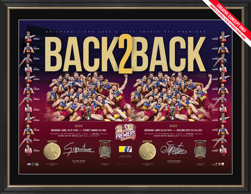 Brisbane Lions 2025 Premiers Dual Signed Lithograph